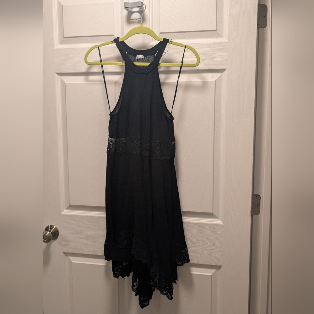 Free People Black Asymmetrical Lace Dress